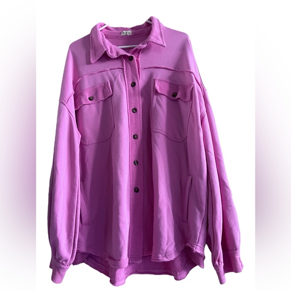 POL Barbiecore Pink Button Front Closure Jacket / Shaket NWOT X Large - Picture 3 of 7